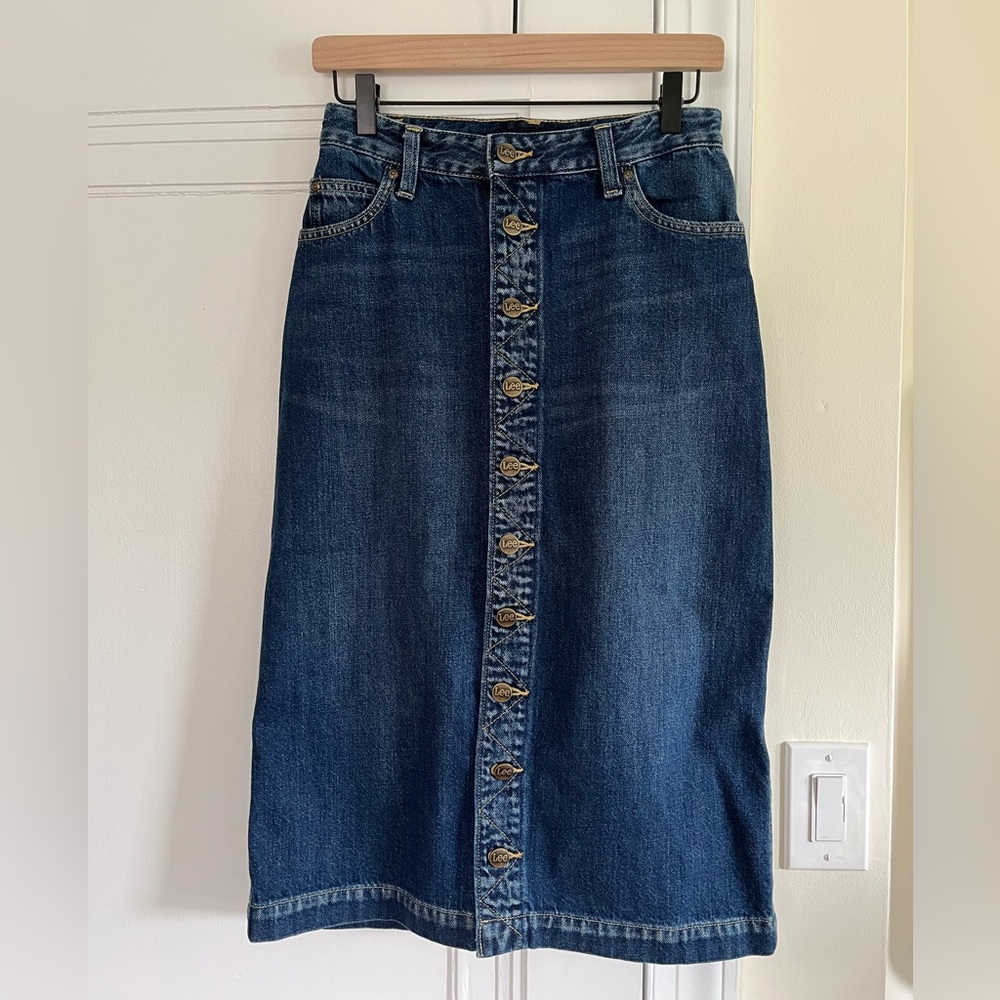 Lee x Free People Vintage Style Denim Midi Skirt